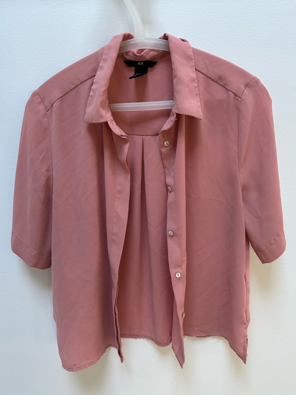 H&M Dusty Rose Short Sleeve Button Blouse
